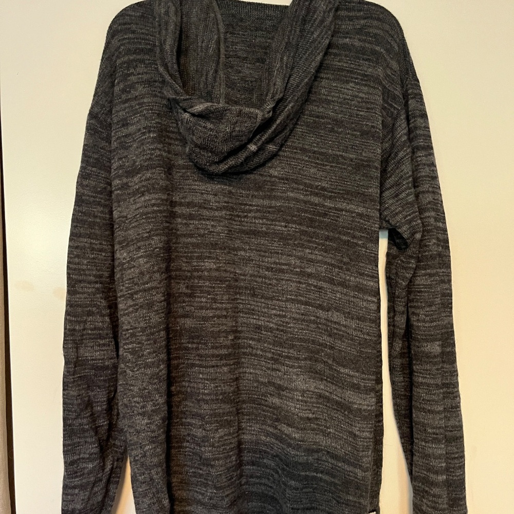 Paka Alpaca Sweater Charcoal Gray Alpaca Hand Knit Hoodie Handmade Large - Picture 2 of 3